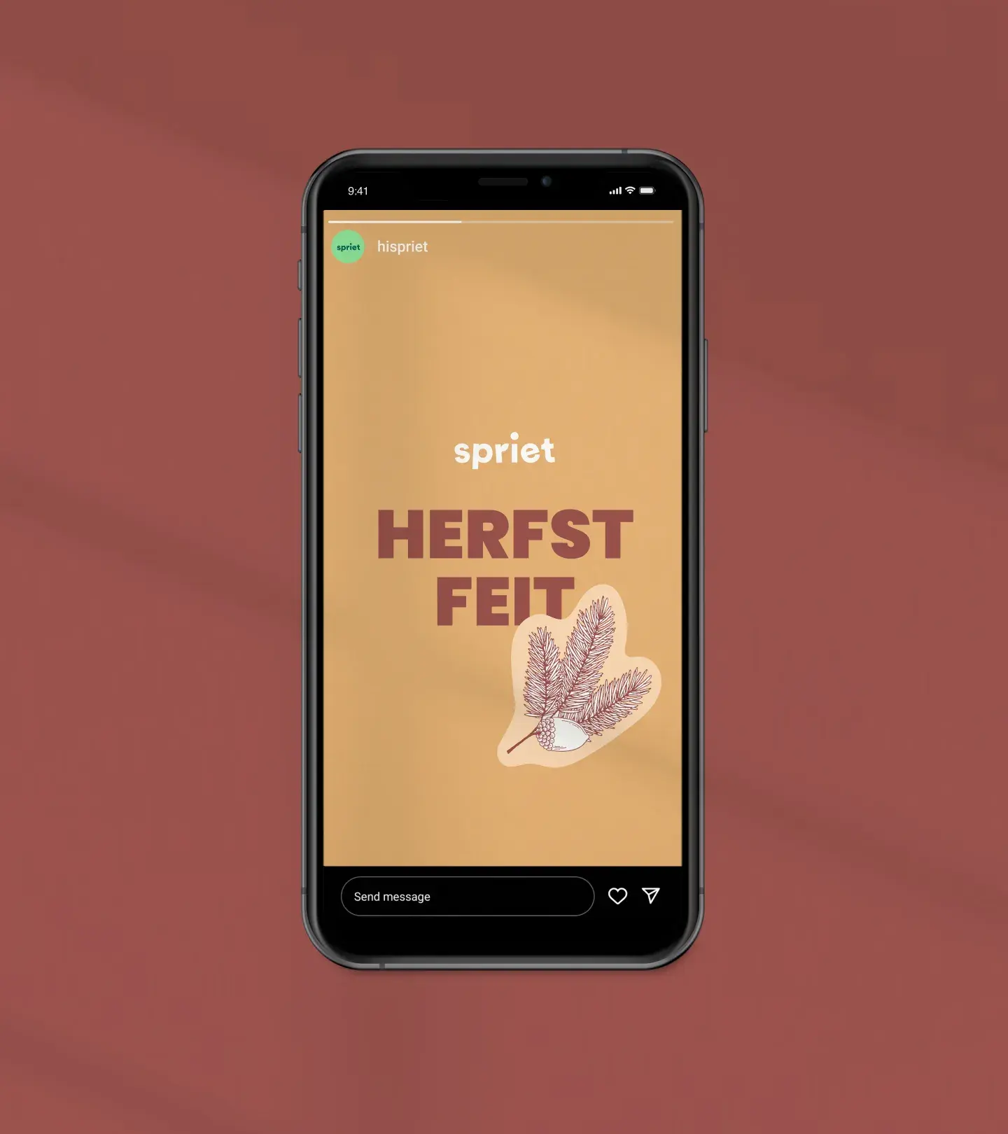 A phone that shows a Autumn Fact on a brown background.