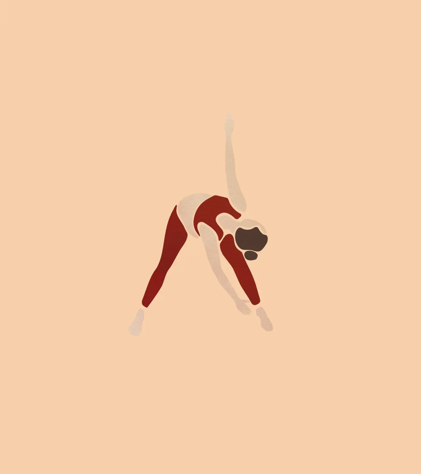 An illustration of a yoga pose in which the woman practices the triangle pose