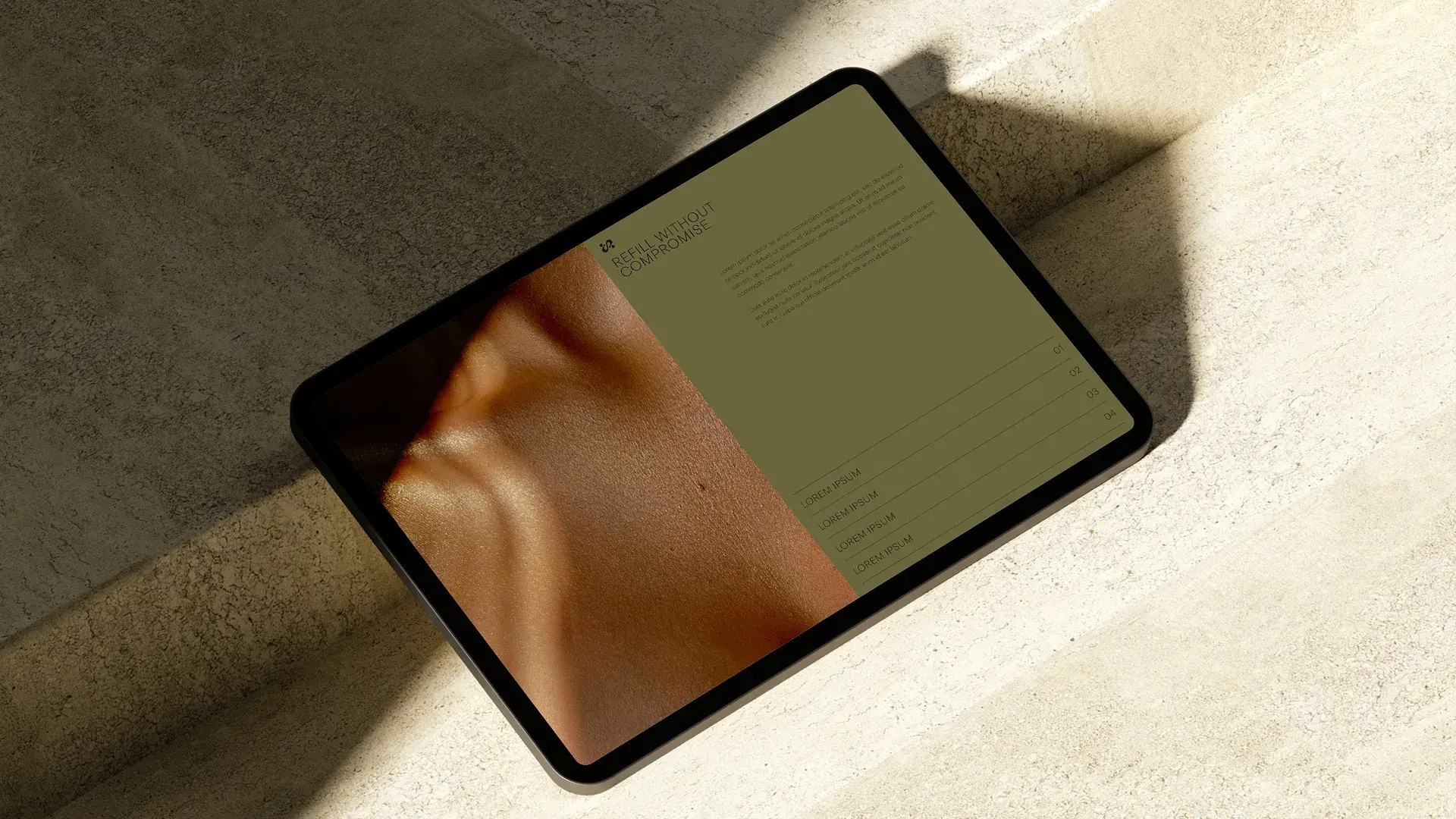 Light background with green screen on ipad