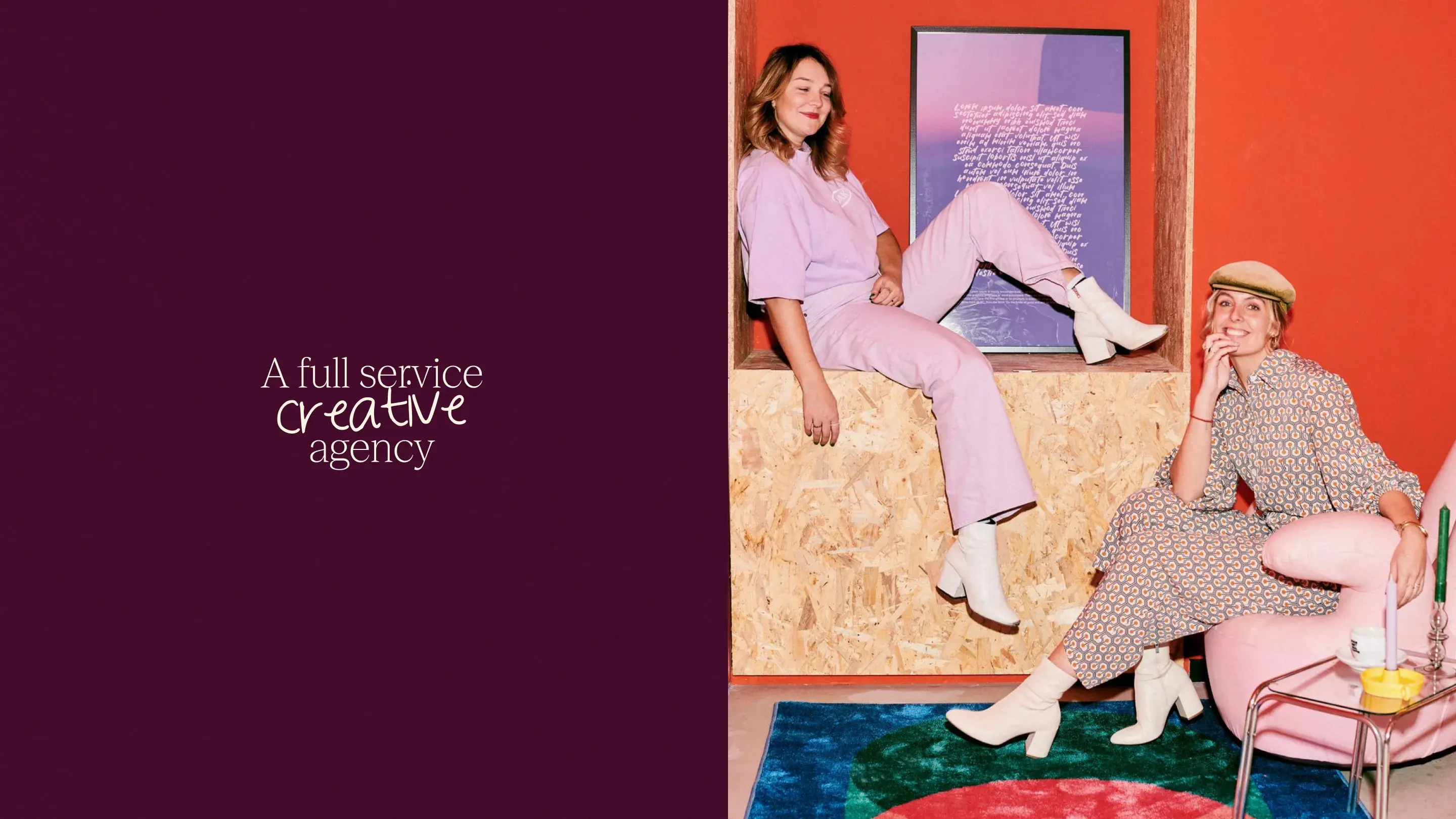 Left: purple background right: colorfull photo