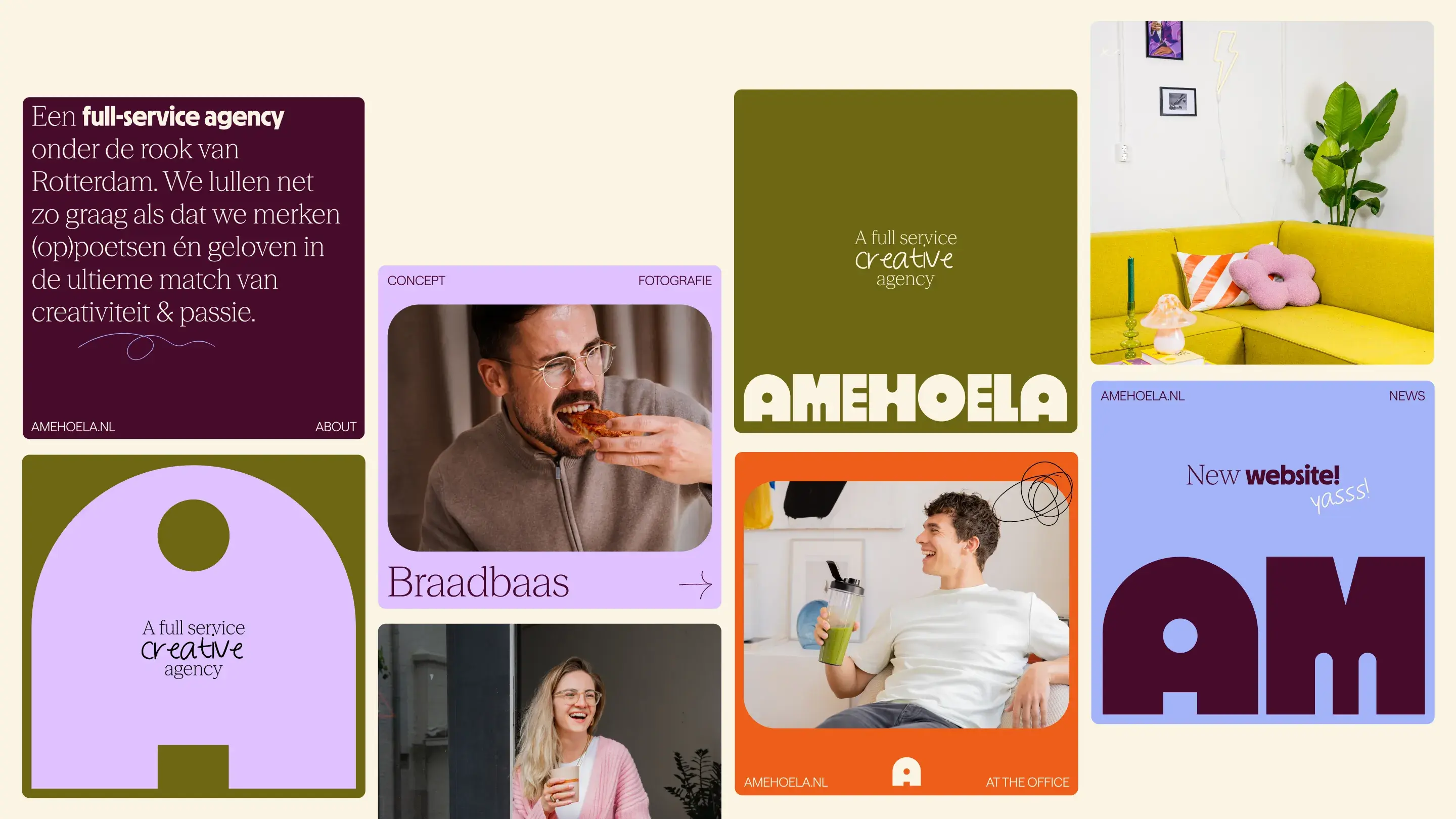 Beige background with different color socials