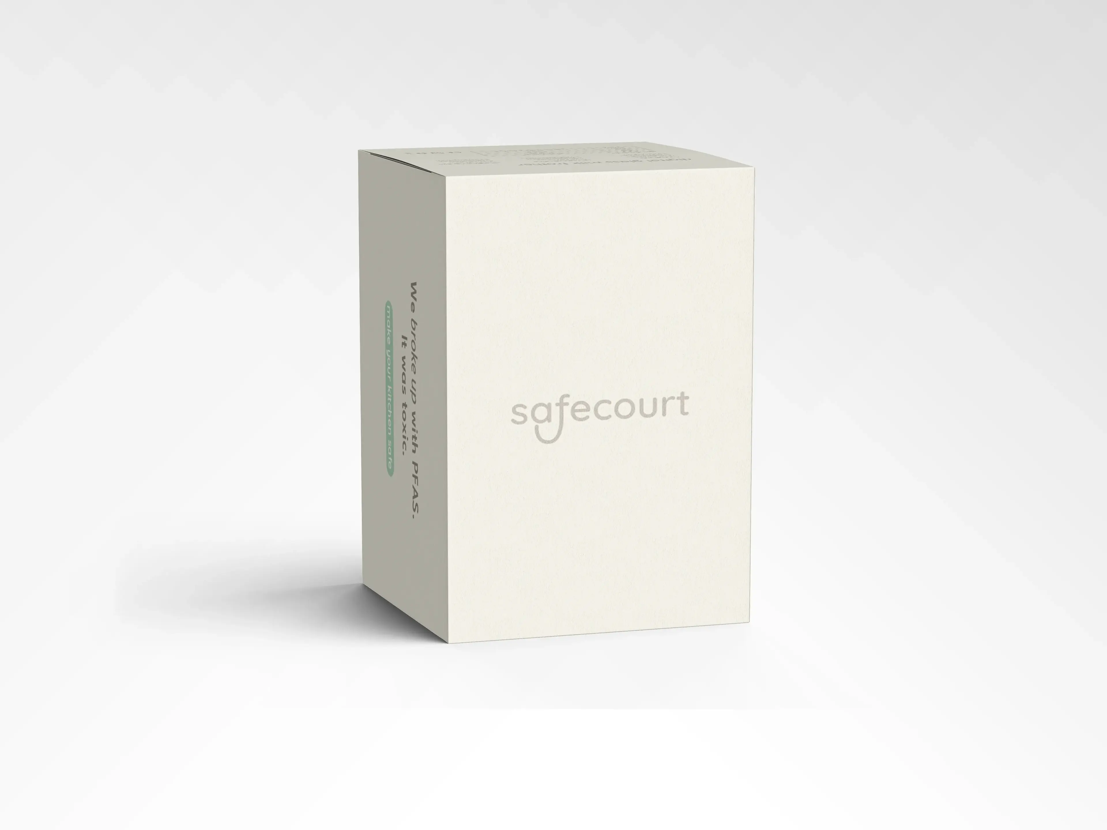 Safecourt white packaging box with logo on the front